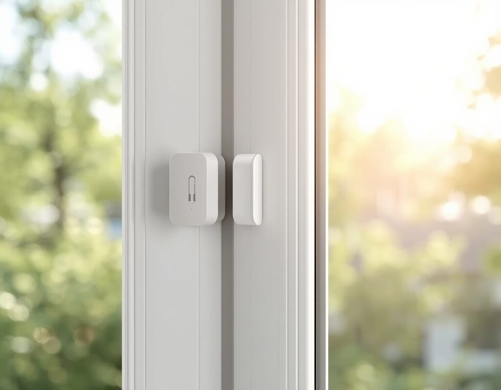 Fensteralarm ohne Bohren mit Klebesensor am Fensterrahmen